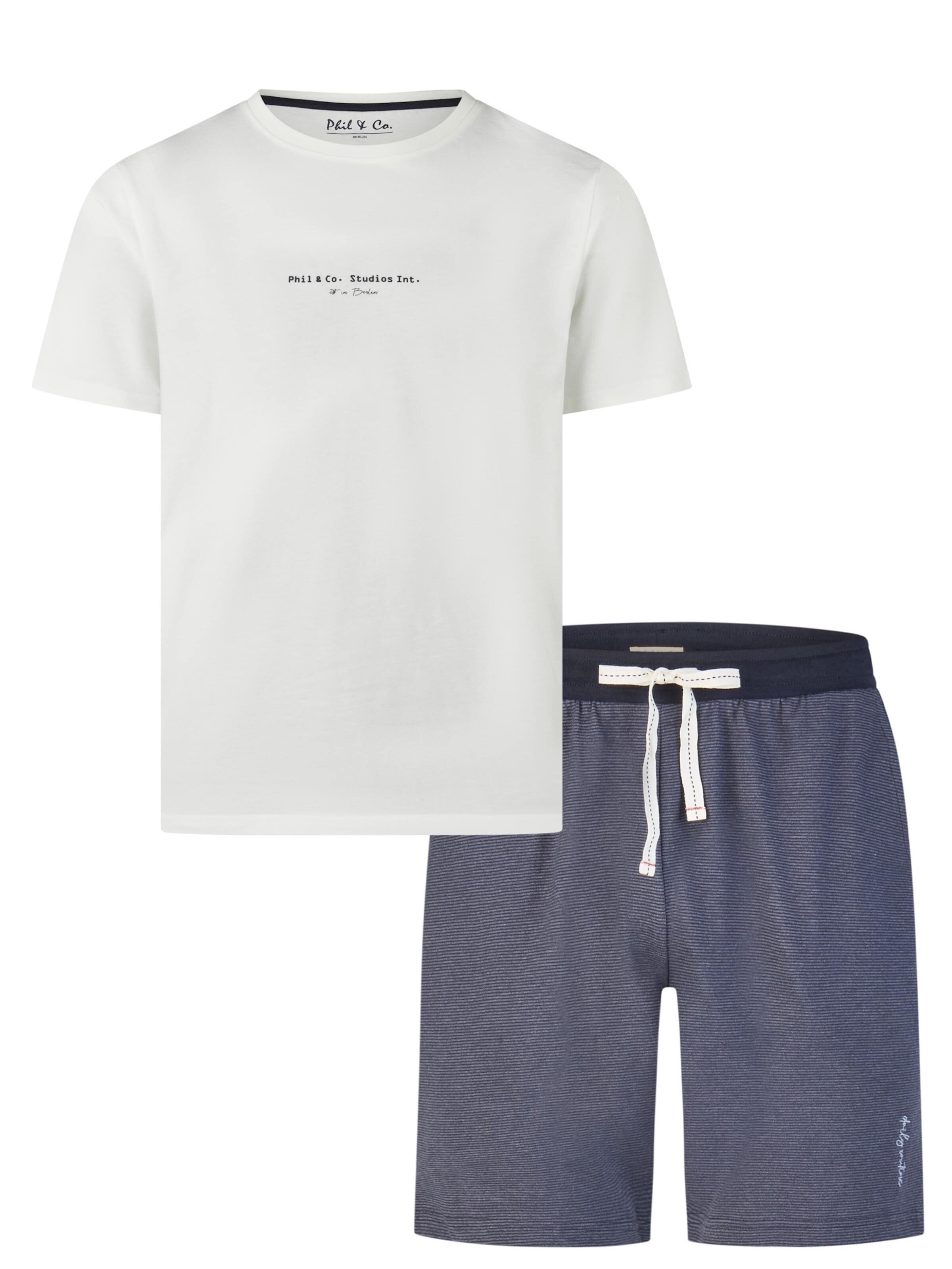 Phil & Co. Berlin Pajama short 'Phil & Co Heren Shortama Korte Pyjama Set' in White: front