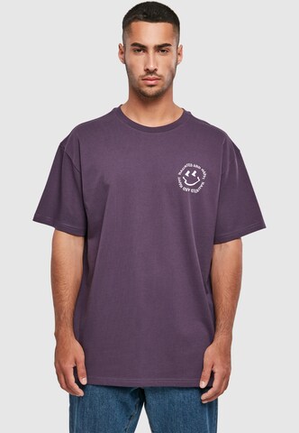 Merchcode Shirt 'Halloween - Haunted and Happy' in Purple: front