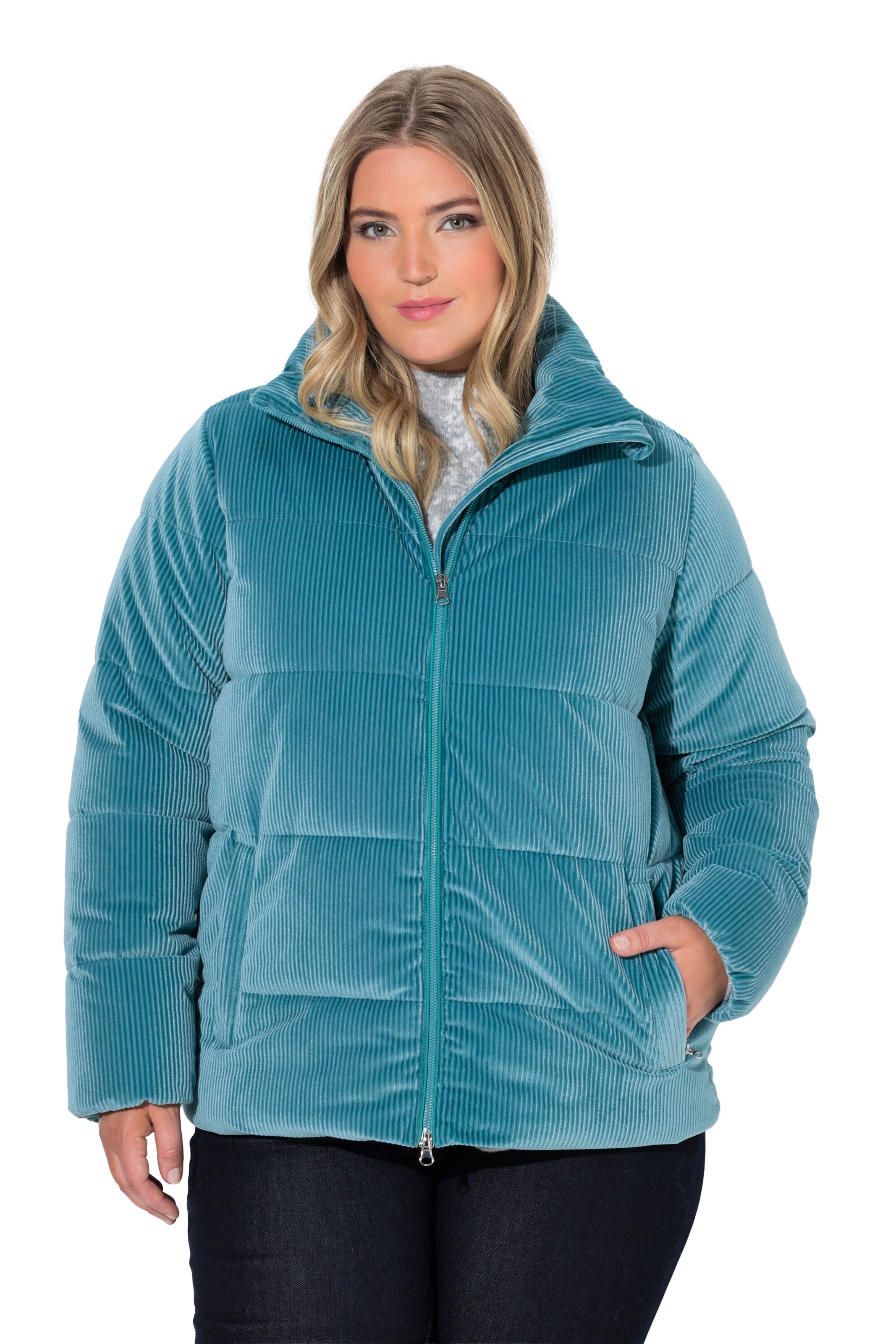 Ulla Popken Winterjas in Blauw: voorkant