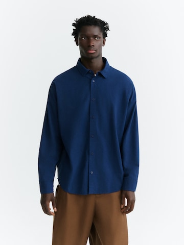 Thinking MU Regular fit Overhemd 'HARU' in Blauw: voorkant