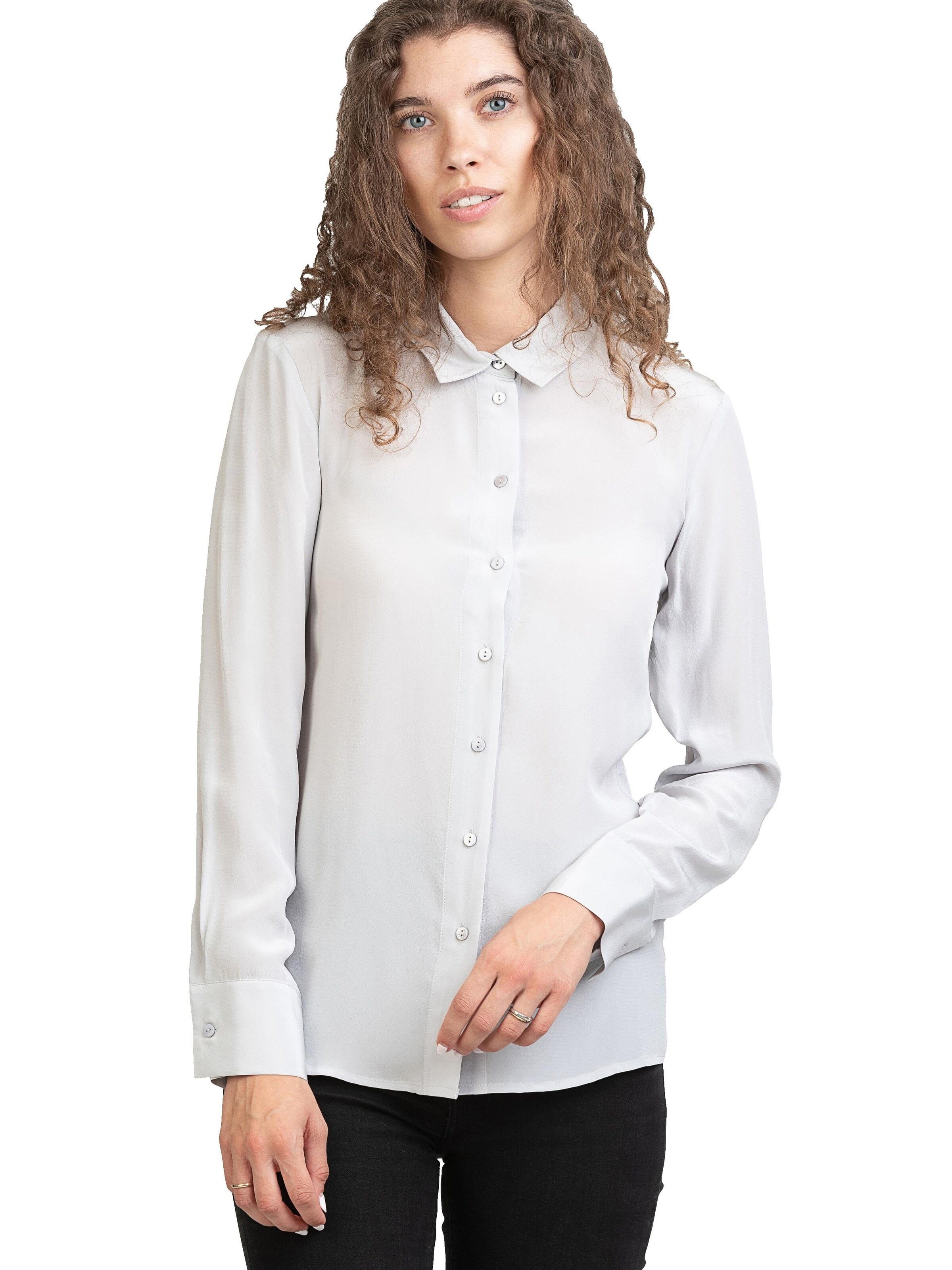 Camicia da donna 'Seidenbluse Collettoseta' di Posh Gear in grigio: frontale