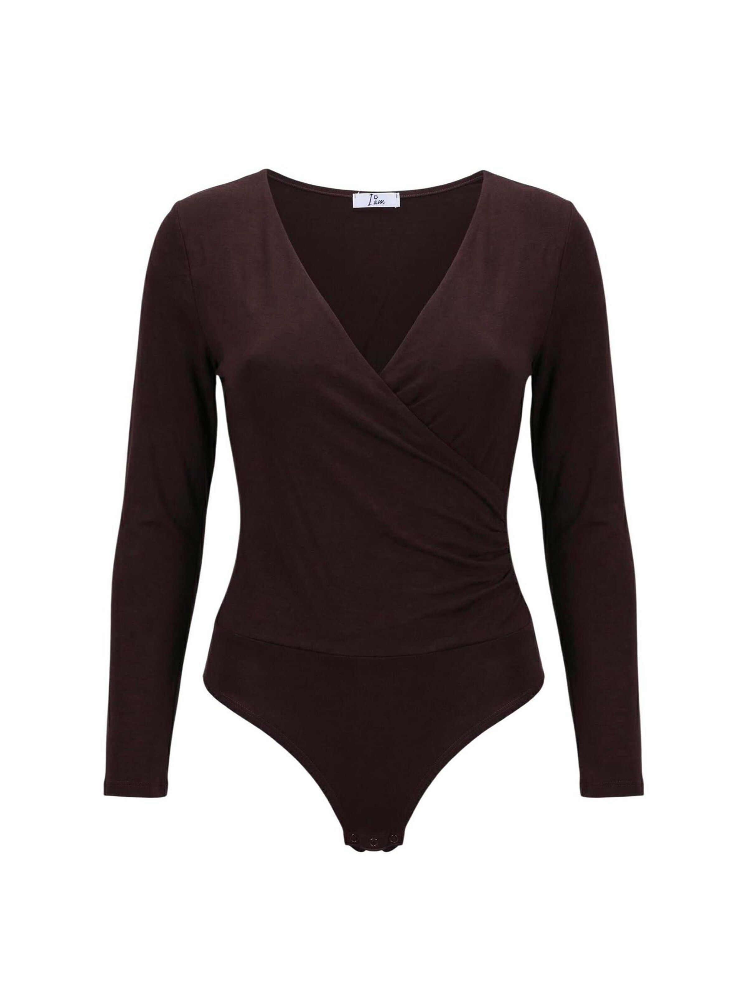 Body a maglietta 'Body Cotone Incrociato 25310' di I AM in marrone: frontale