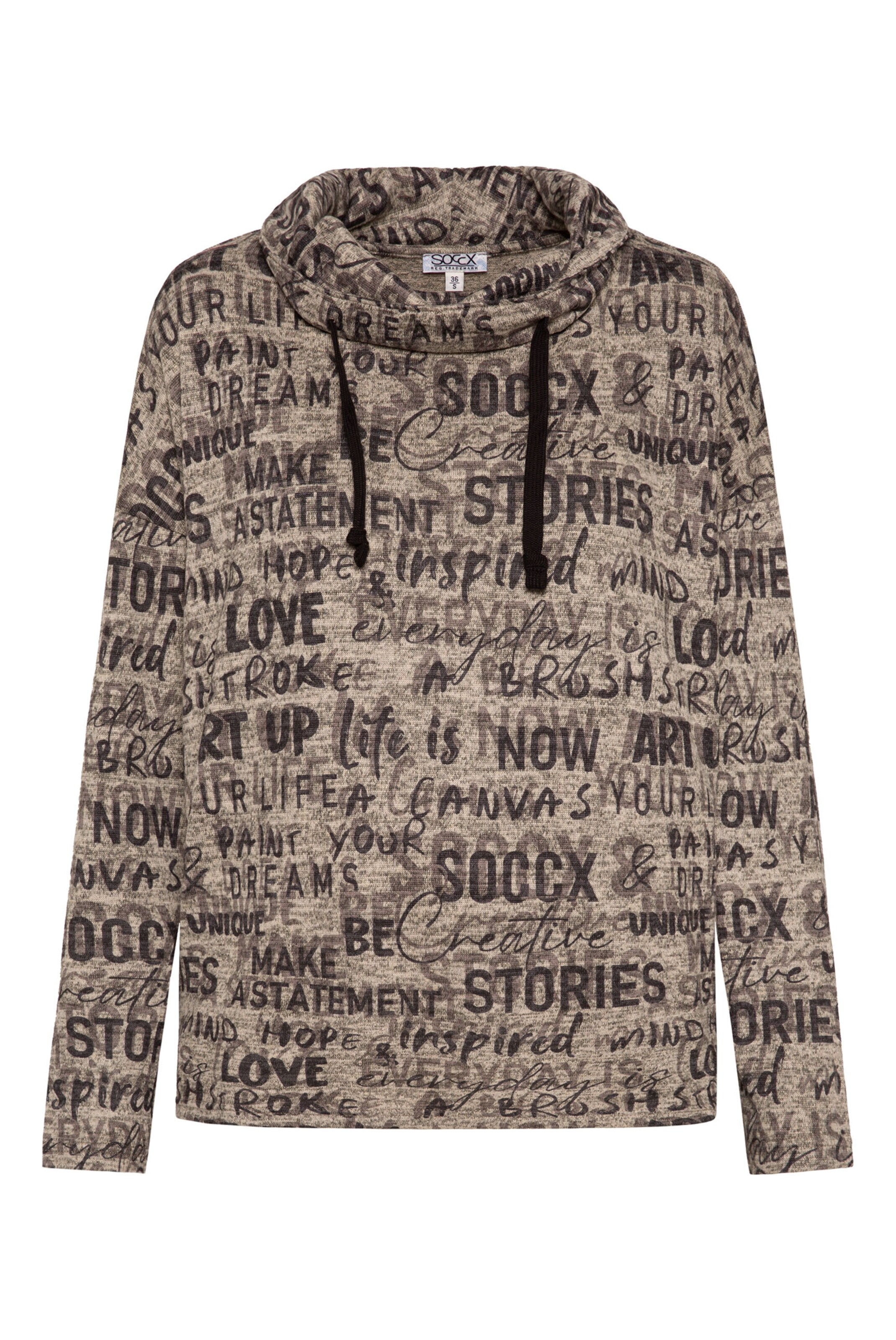Soccx Rollkragenpullover mit All Over Print in Braun: Vorderseite
