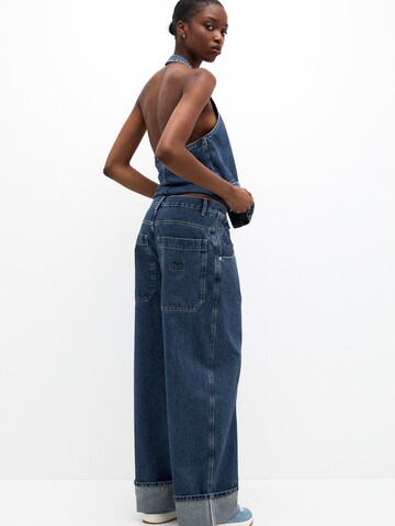 Wide Leg Jean Pull&Bear en bleu