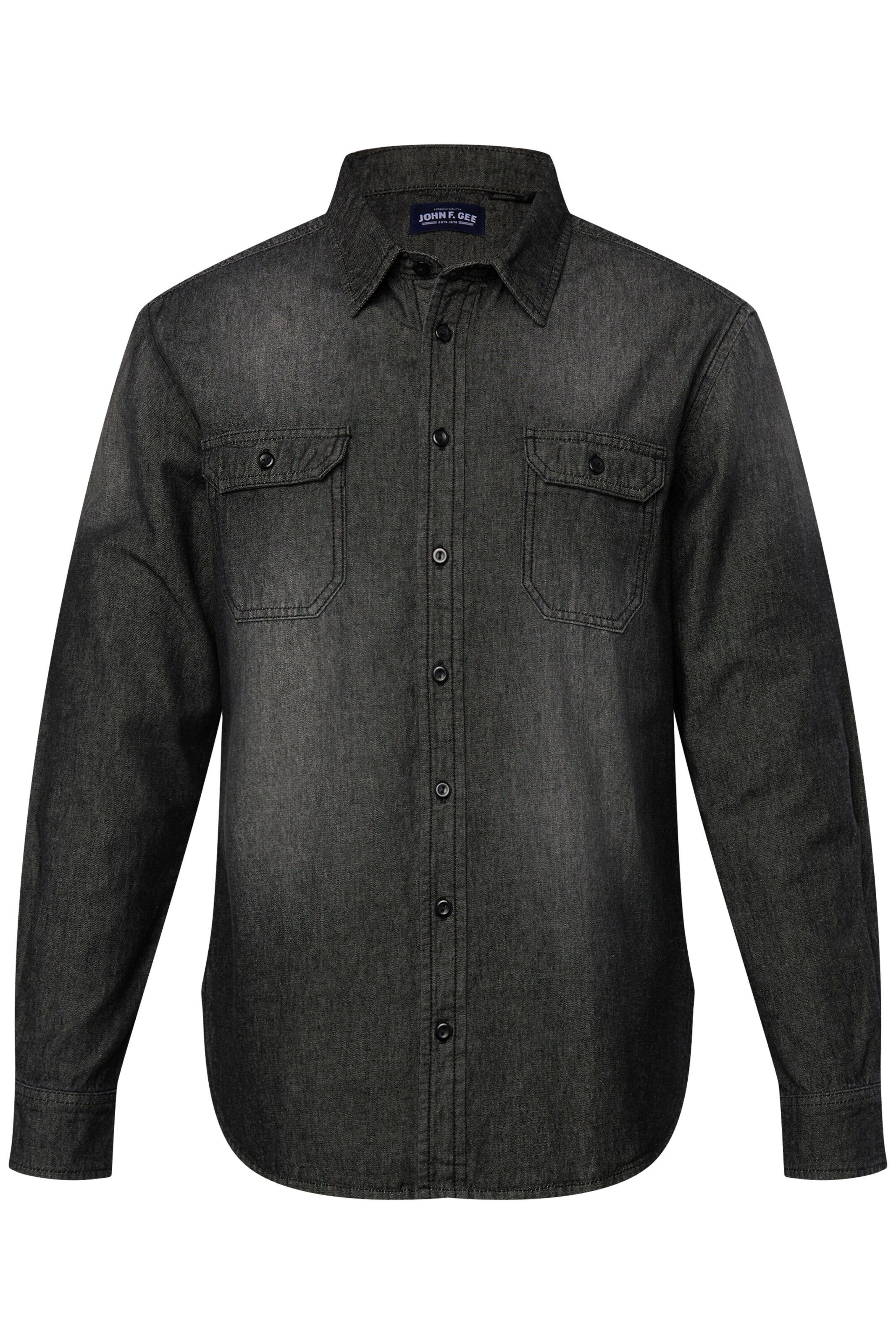 John F. Gee Regular fit Overhemd in Grijs: voorkant
