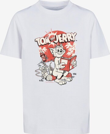ABSOLUTE CULT Shirt 'Tom And Jerry - Rocket Prank' in Wit: voorkant