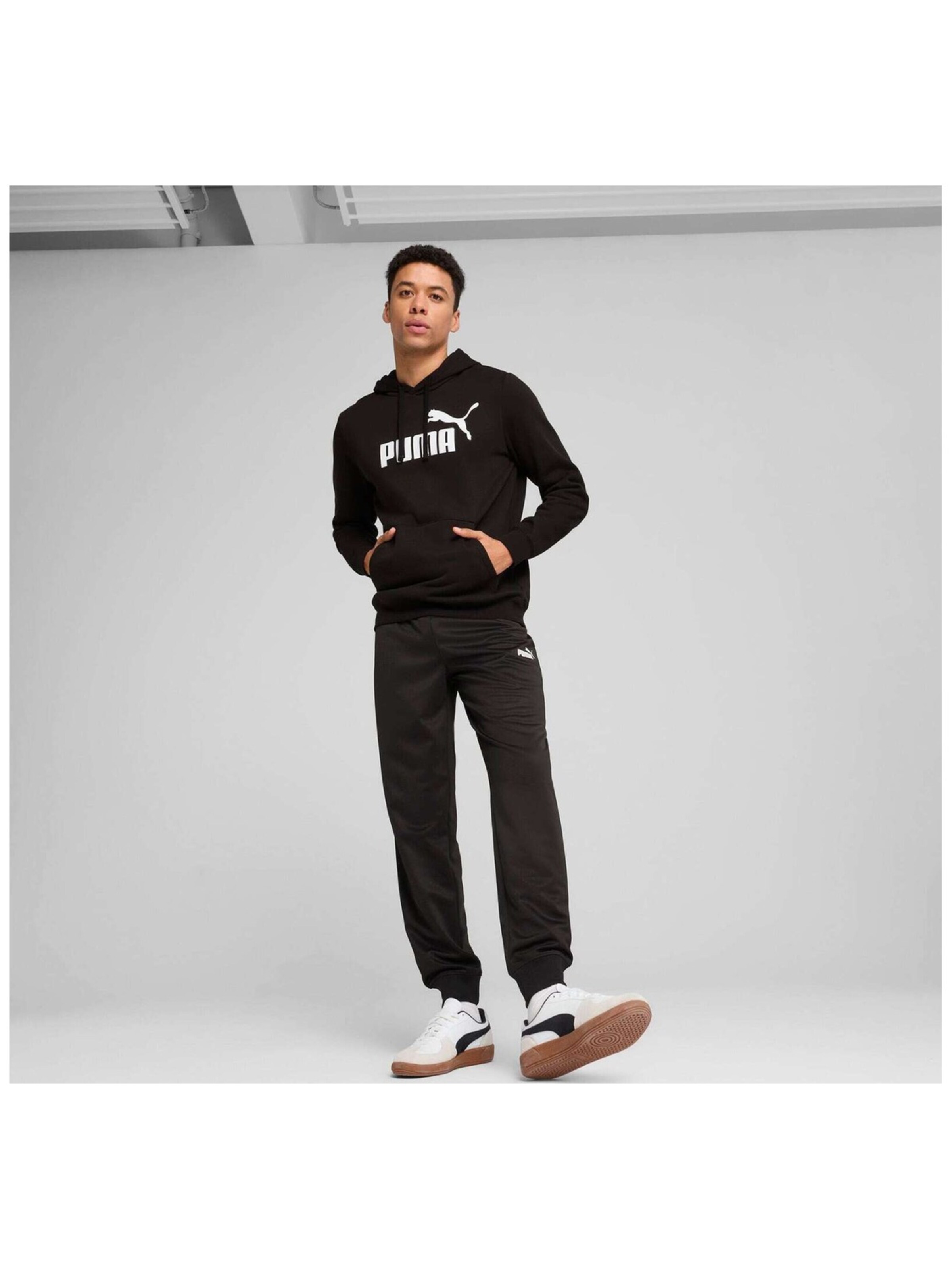 Giacca di felpa 'Puma Ess No. 1 Logo Hoodie Fl' di PUMA in nero
