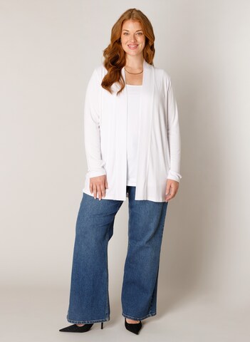 BASE LEVEL CURVY Knit Cardigan in White