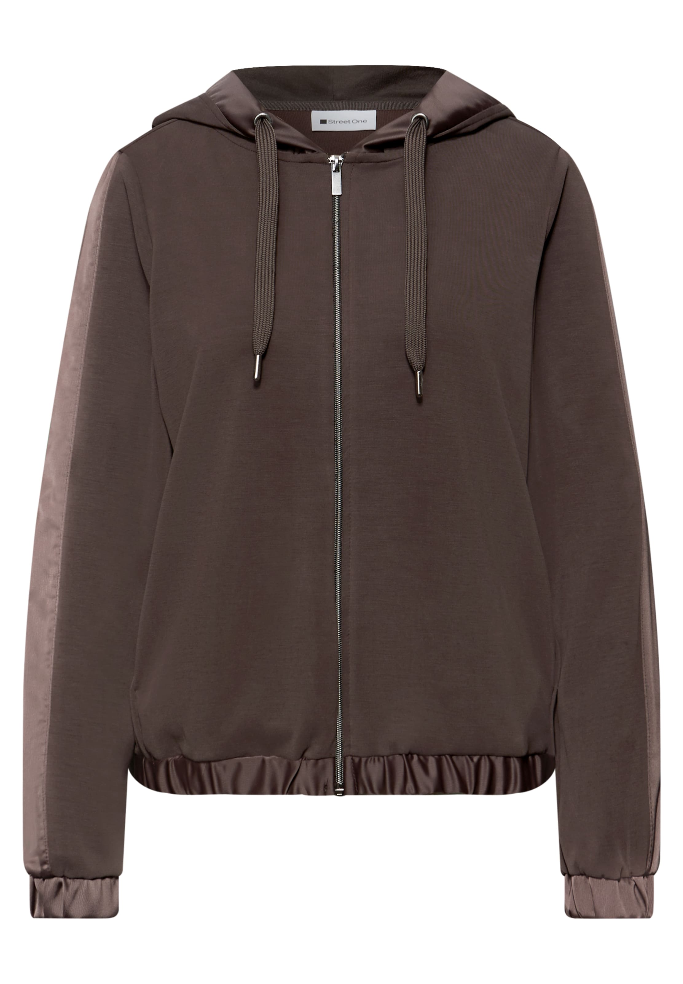 STREET ONE Zip-Up Hoodie in Brown: front