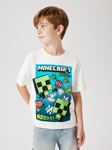 NAME IT Shirt 'NKMMus Minecraft' in Wit: voorkant