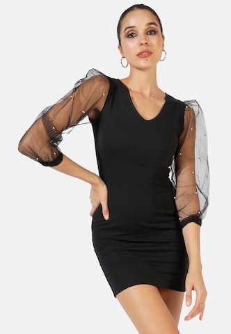 Rochie de cocktail 'Aida' de la Campus Sutra pe negru: față