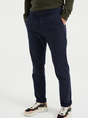 WE Fashion Slim fit Chino trousers in Blue: front