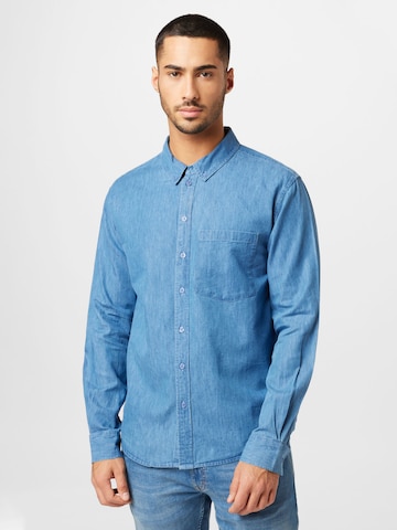 ABOUT YOU Regular fit Button Up Shirt 'Ivan' in Blue: front