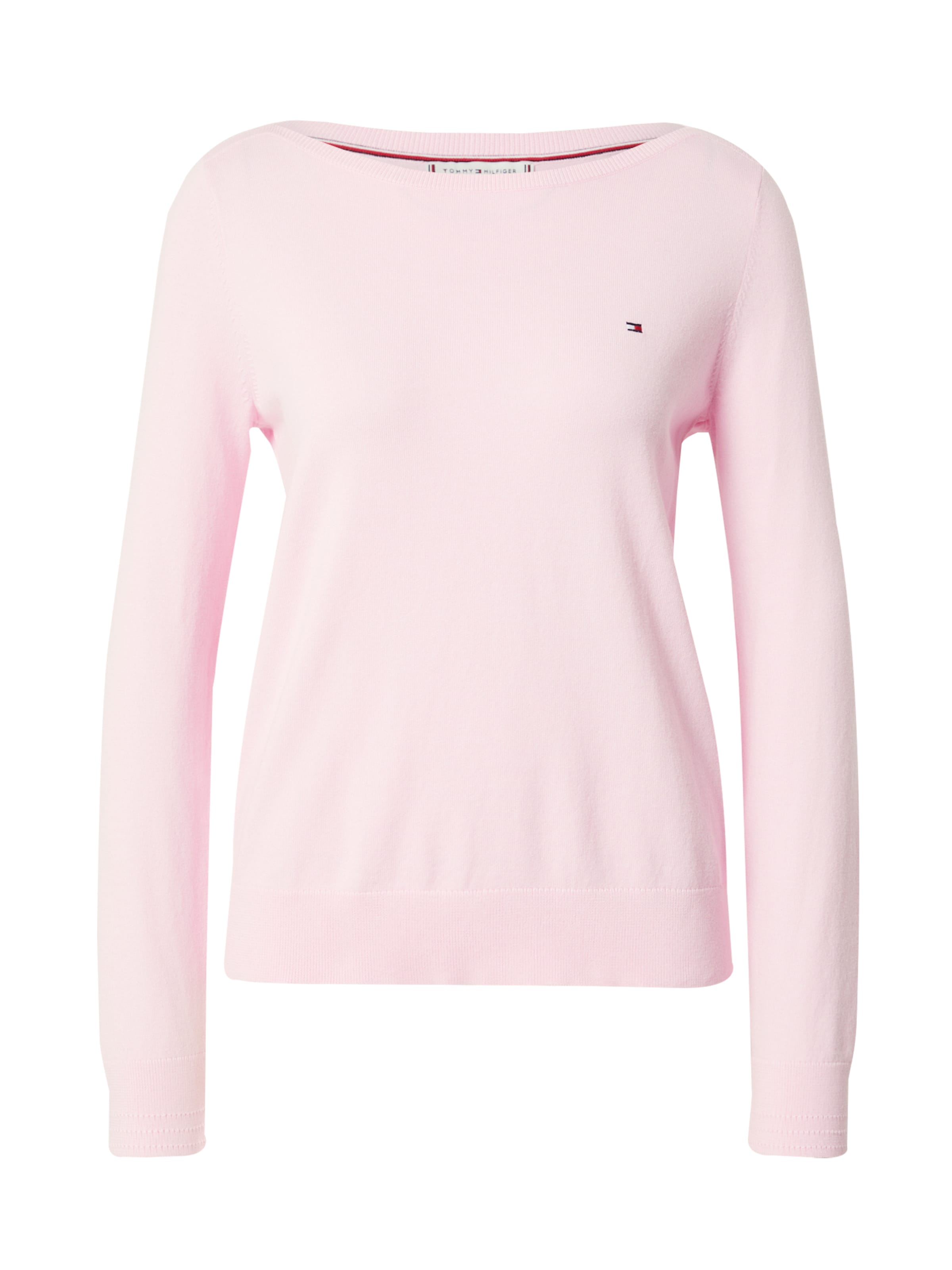 TOMMY HILFIGER Pulóver 'CO JERSEY STITCH BOAT-NK SWEATER' - rózsaszín: elől
