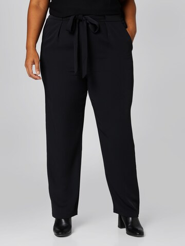 Guido Maria Kretschmer Curvy Regular Pleat-Front Pants 'Nola' in Black: front