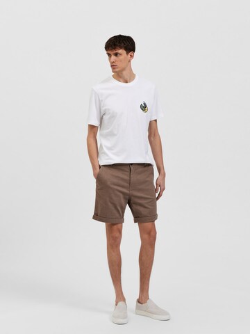 SELECTED HOMME - Regular Calças chino 'Luton' em castanho