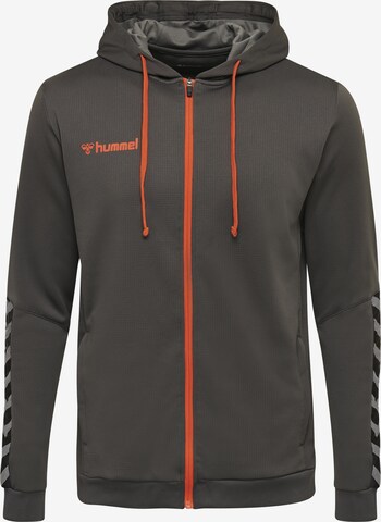 Hummel Athletic Zip-Up Hoodie in Grey: front