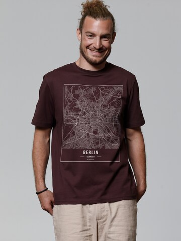 Watapparel Shirt ' City maps Berlin Landkarte ' in Rood: voorkant
