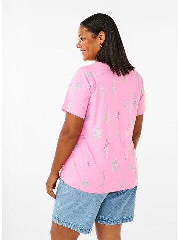 Zizzi T-Shirt 'Velin' in Pink