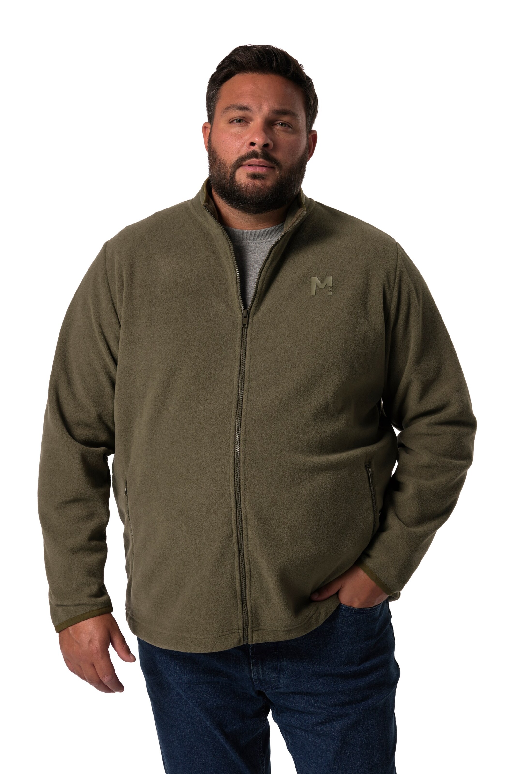 Men Plus Fleecejacke in Grün: Vorderseite