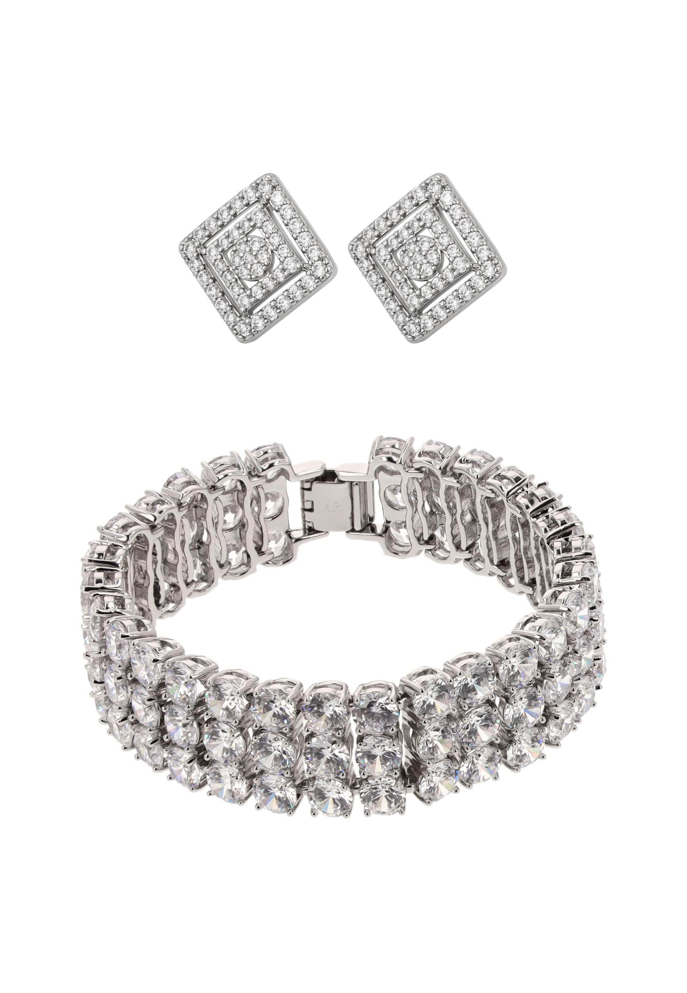 faina Sieraden set in de kleur Zilver / Transparant, Productweergave