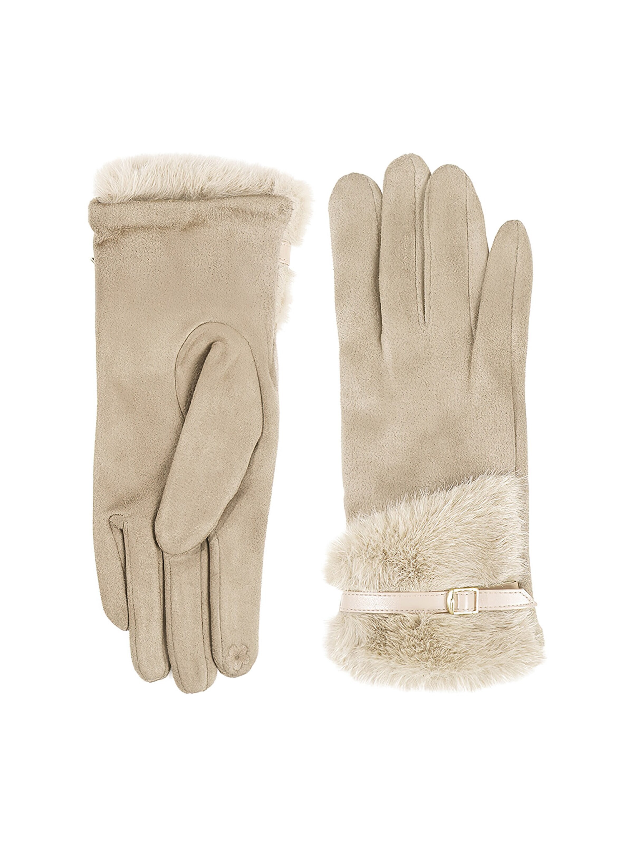 Magicshe Fingerhandschuhe 'Winterhandschuhe in Wildleder-Optik mit Fleecefutter Touchscreen'‌‌‌‌‌‌‌‌ in Weiß: Vorderseite
