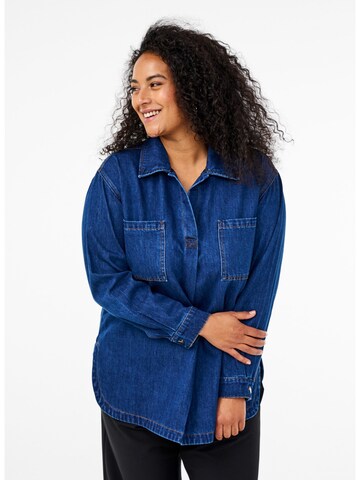 Camicia da donna di Zizzi in blu: frontale