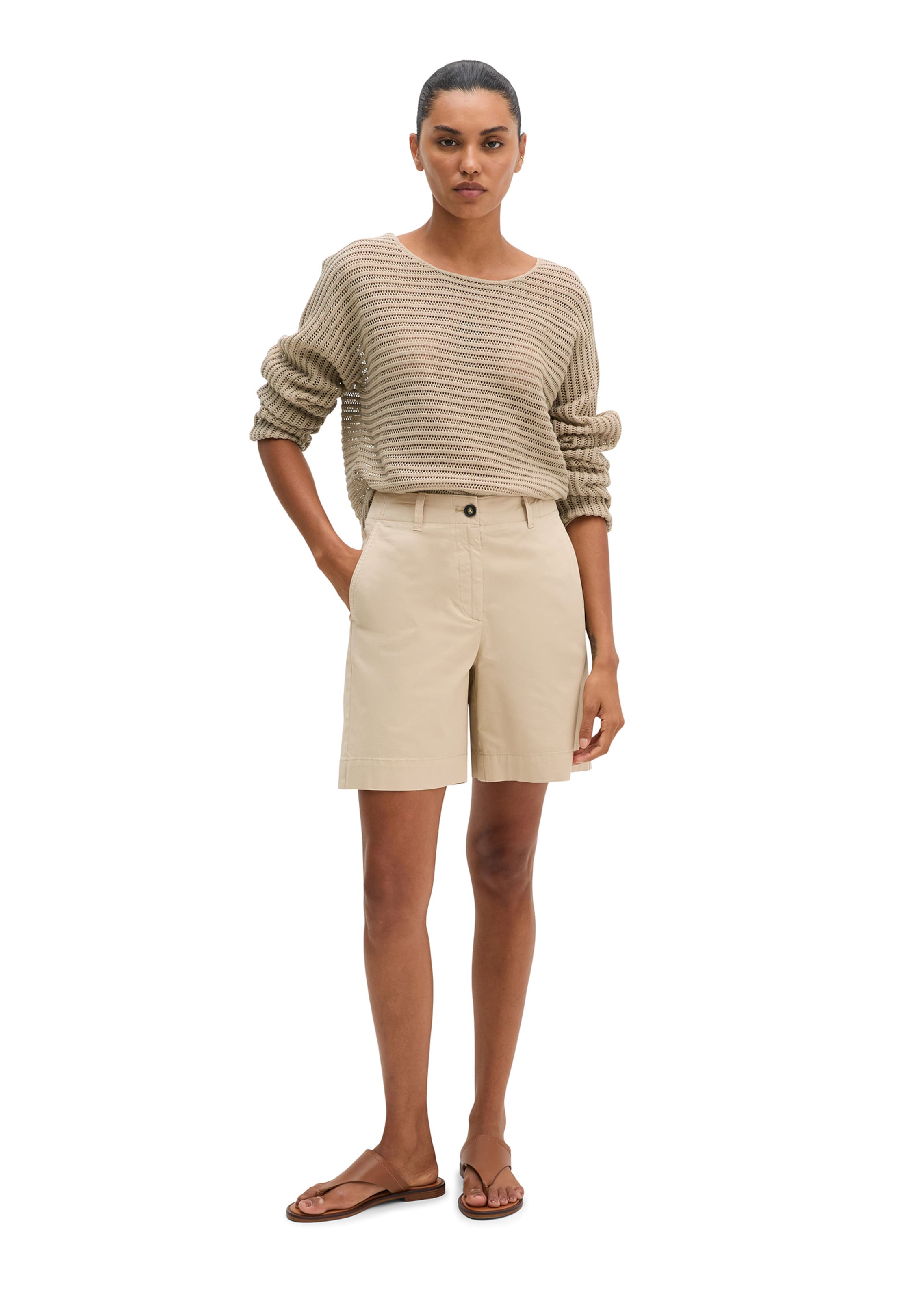 Wide Leg Pantalon chino Marc O'Polo en beige