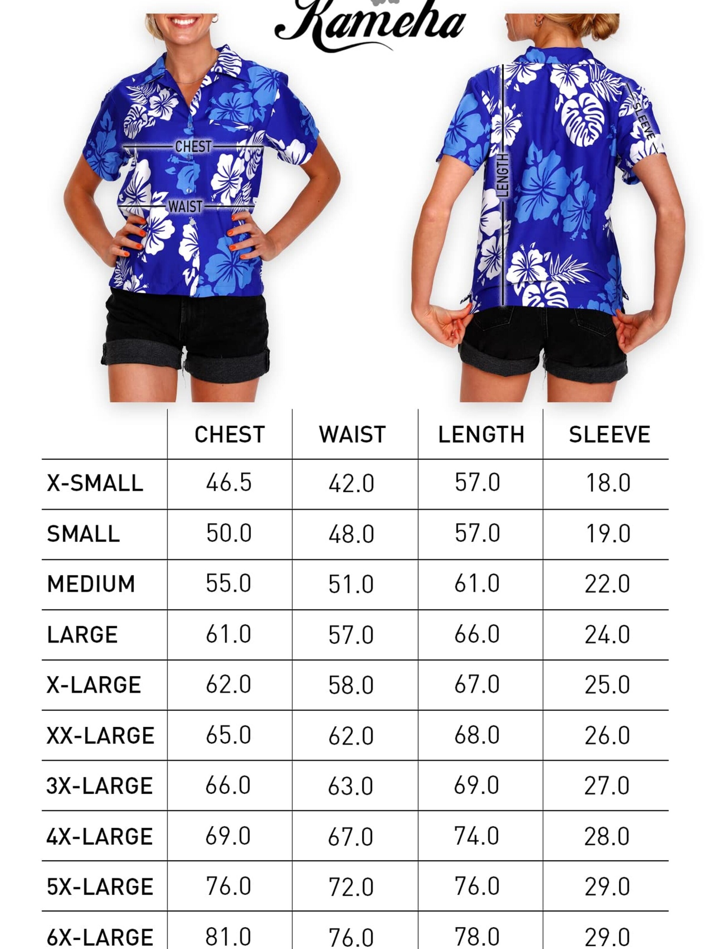 Camicia da donna 'Mono Hibiscus' di King Kameha in blu