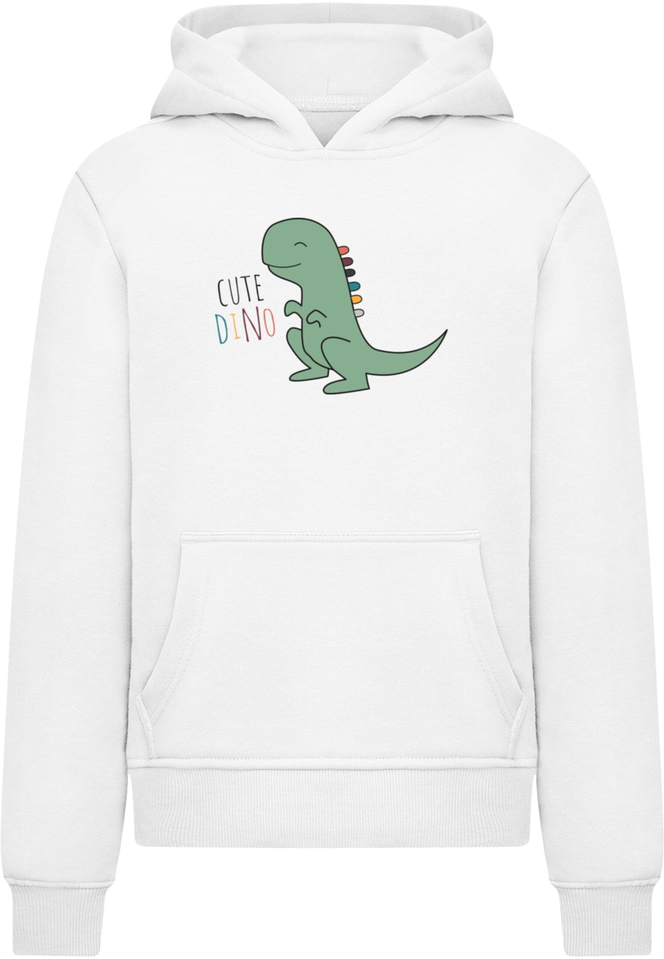 Merchcode Sweatshirt 'Cute Dino' in Wit: voorkant