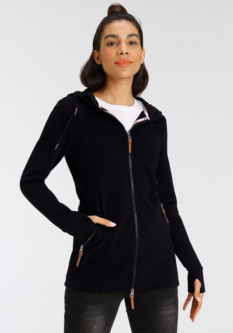 KangaROOS Zip-Up Hoodie in Black: front