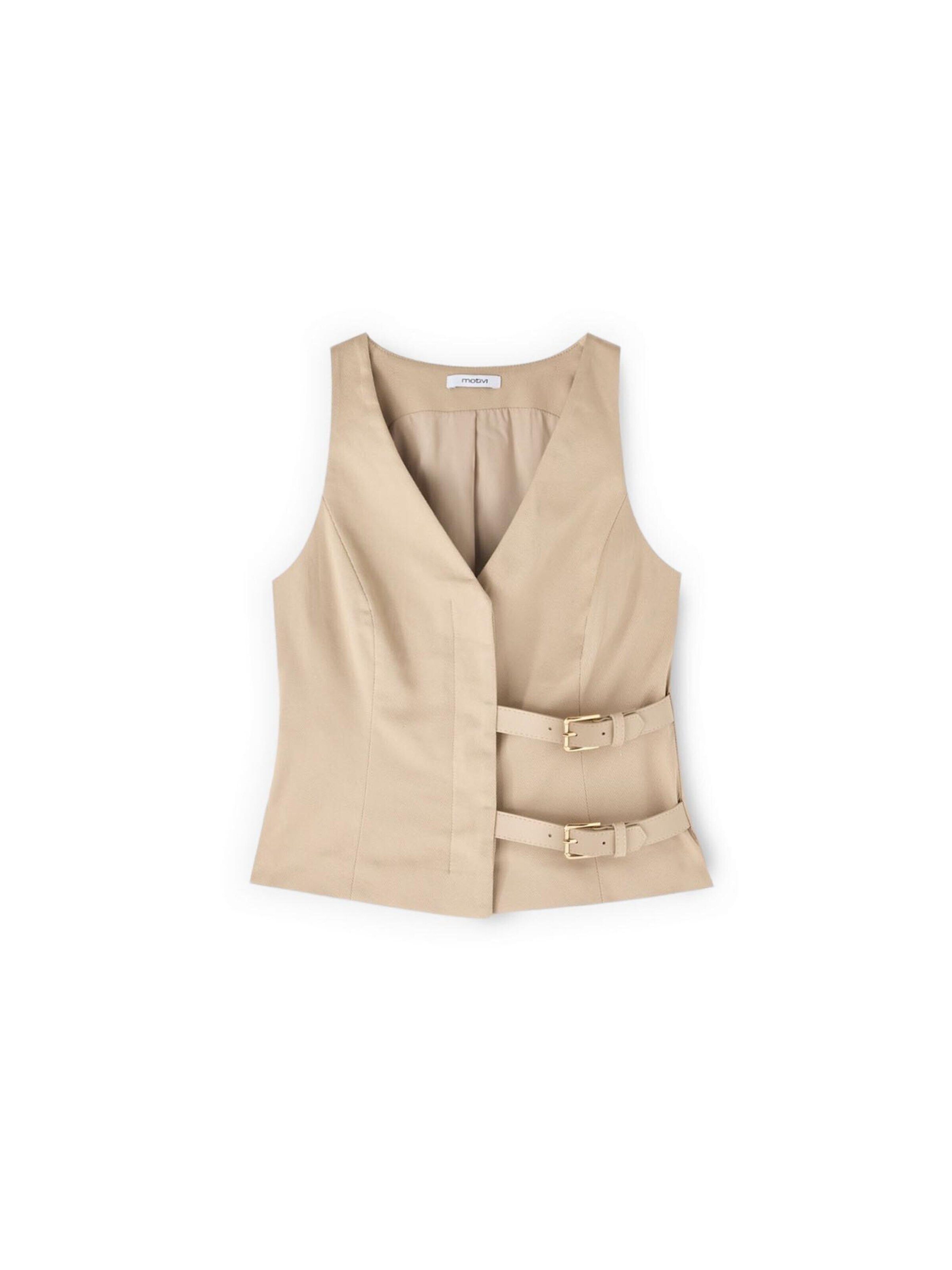MOTIVI Gilet in Beige: voorkant