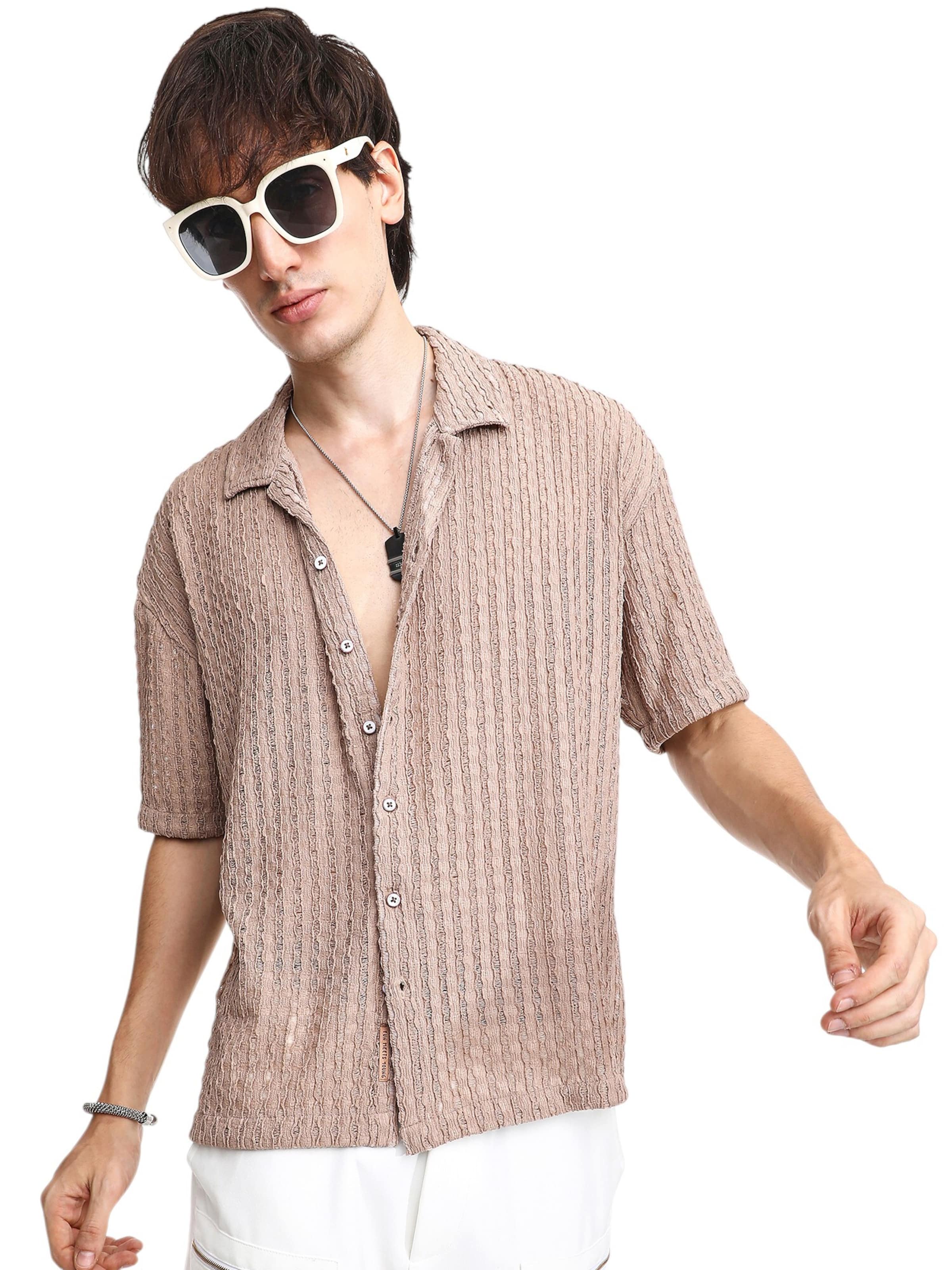 Campus Sutra Regular fit Overhemd &#x27;Zibia&#x27; in Bruin