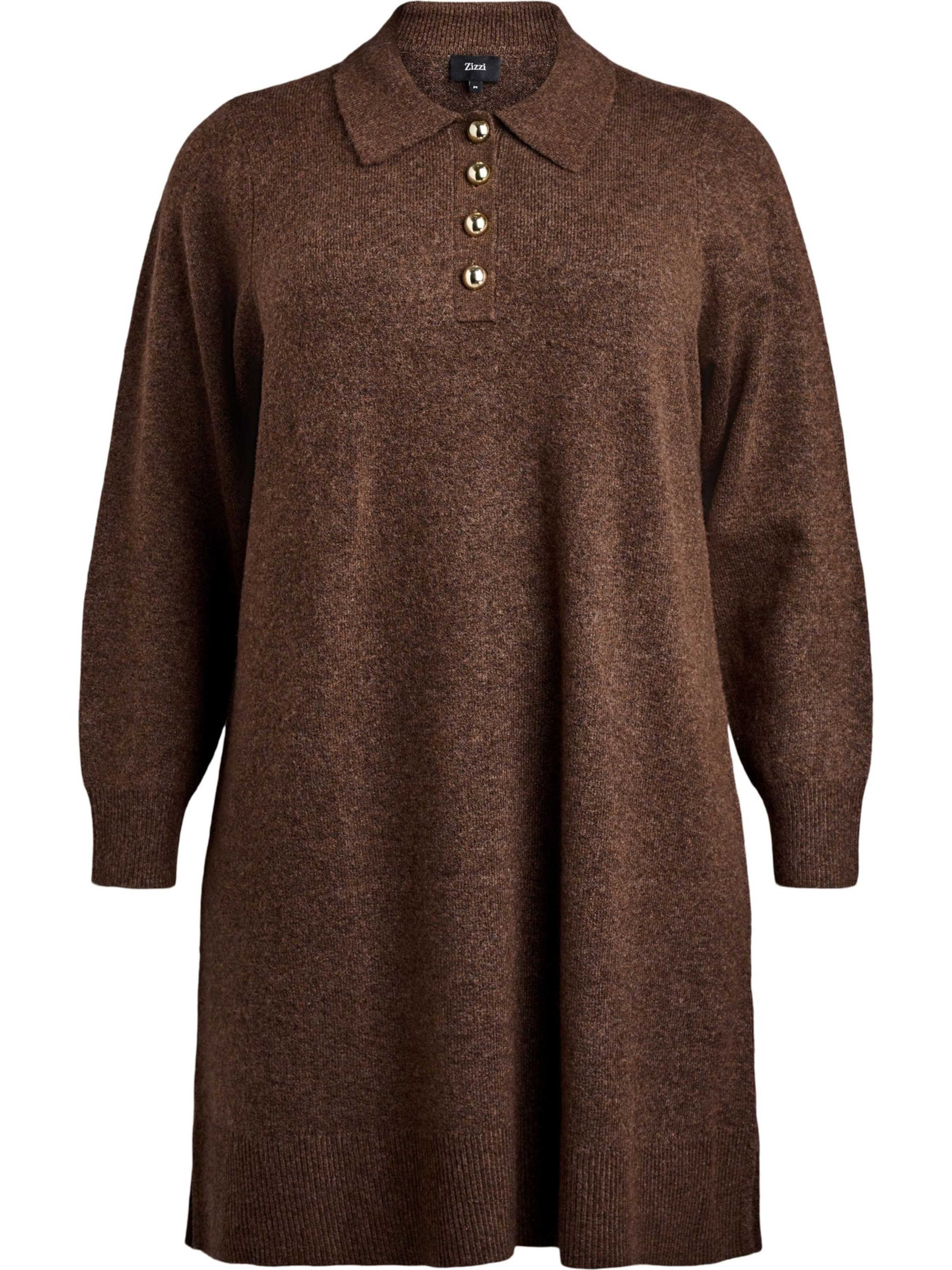 Zizzi Strikkjole 'MVISTA' i brun: forside