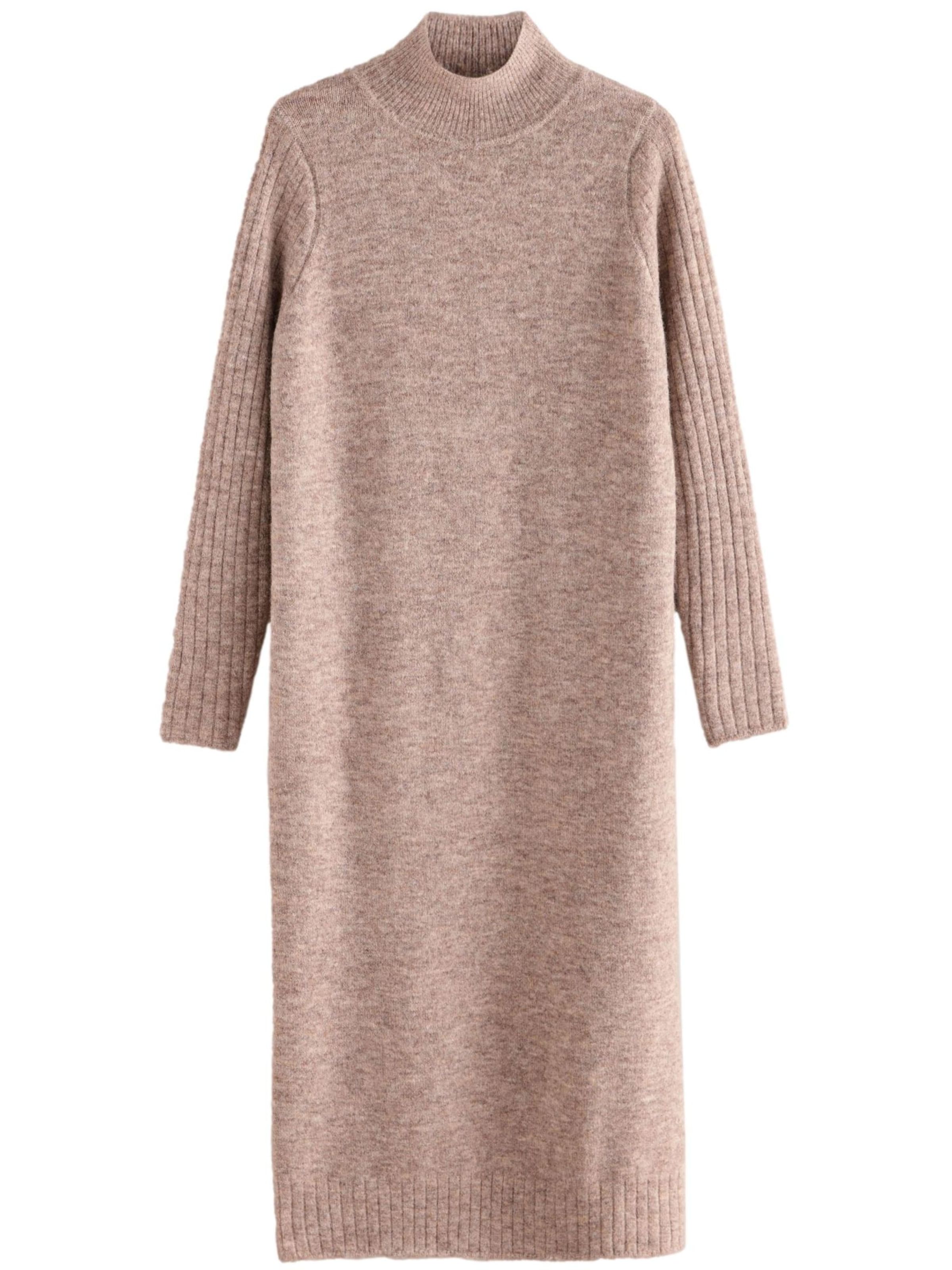 Next Stickad klänning i beige: framsida