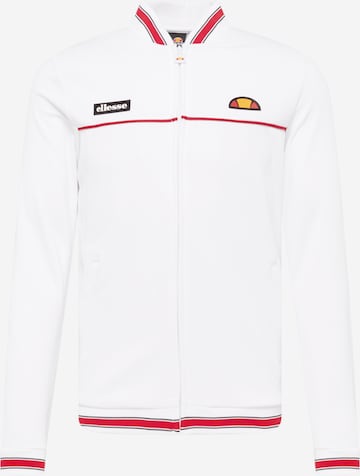 ELLESSE Athletic Zip-Up Hoodie 'Tommie' in White: front