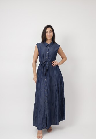 Abito camicia di Elara in blu: frontale