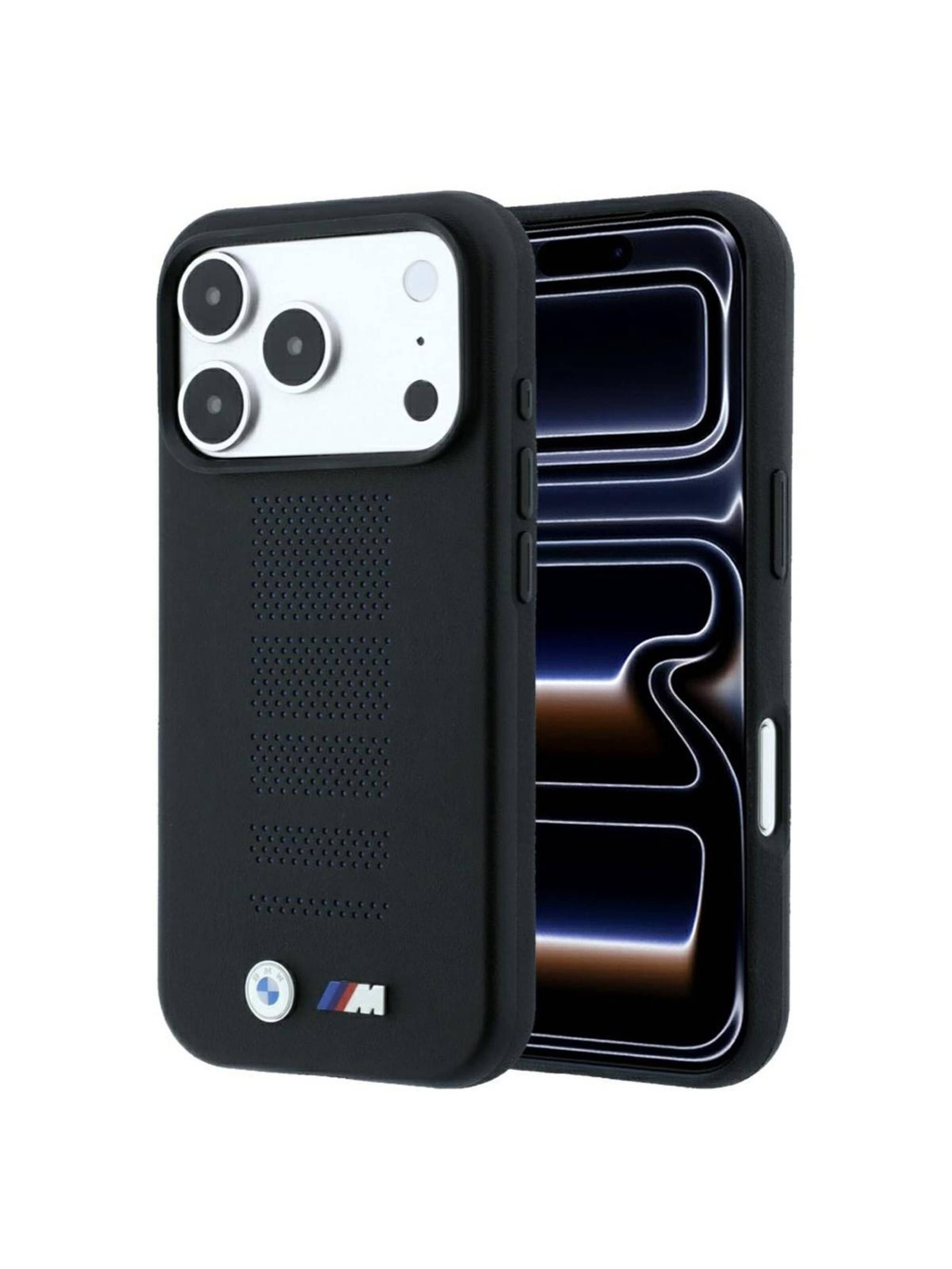 BMW Smartphone case 'BMW M Blue Perfo Metal Logo MagSafe for iPhone 18 Pro Max / 17 Pro Max' in Black: front