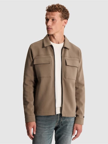 CAST IRON Tussenjas 'Sweat jacket with shirt collar and zipper closure' in Bruin: voorkant