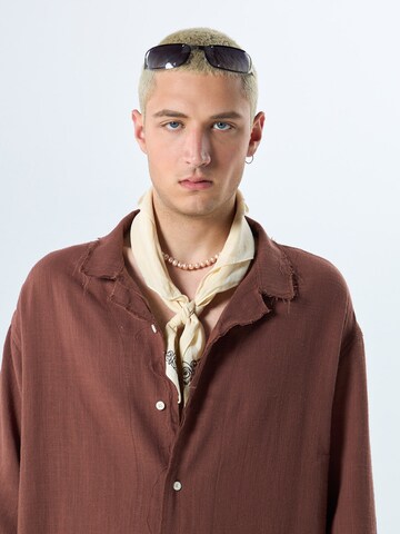 VAMOS CLO Comfort fit Button Up Shirt 'Longview' in Brown