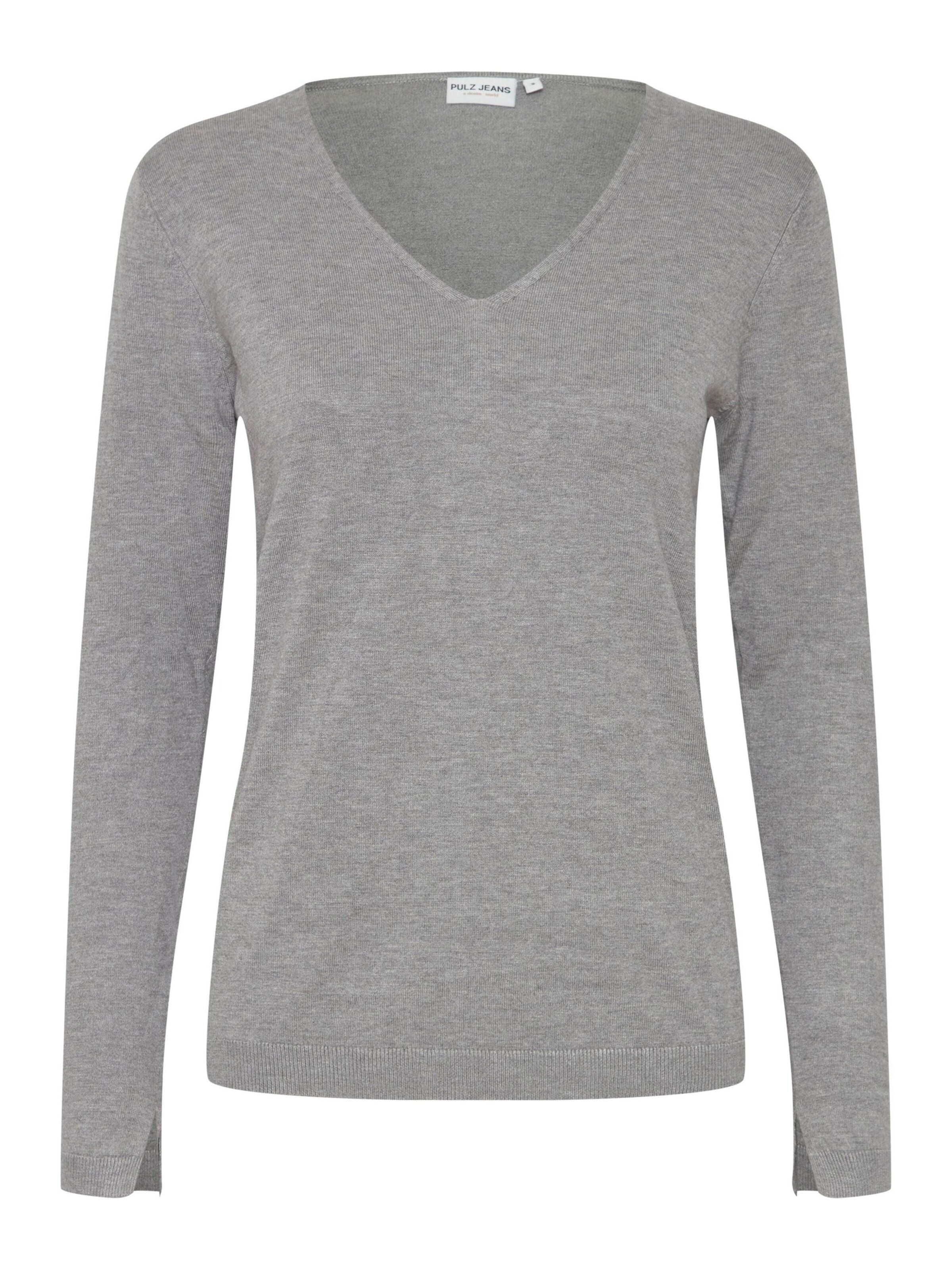 PULZ Jeans Pullover 'PZSara' in Grau: Vorderseite