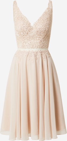 Rochie de cocktail de la mascara pe bej: față