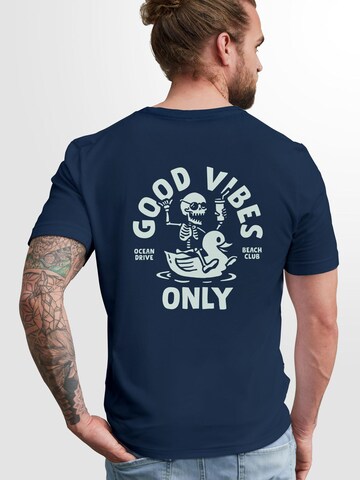 Neverless Shirt 'Good Vibes Rücken' in Blue