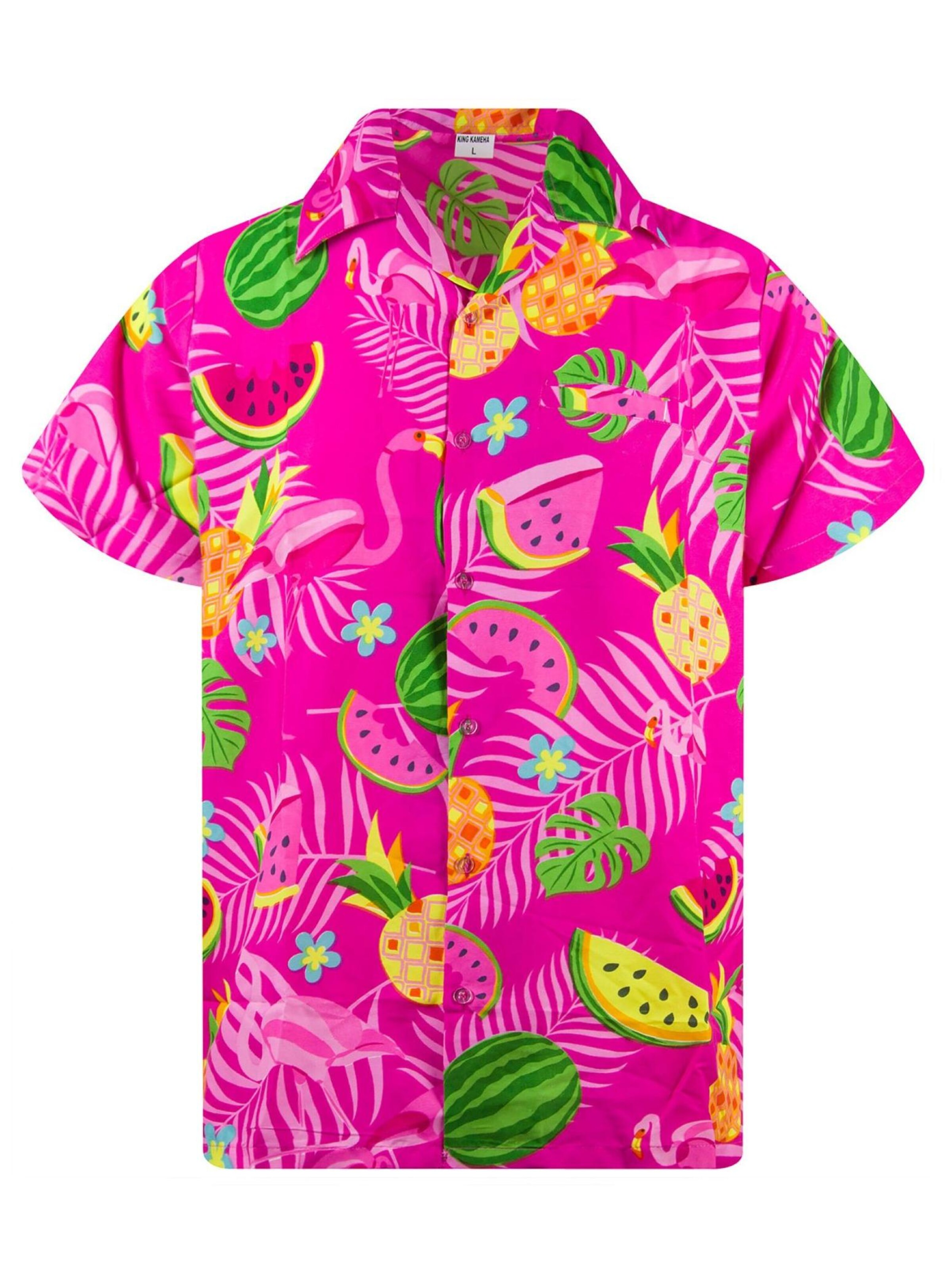 King Kameha Shirt 'Flamingo Melone'‌‌‌‌‌‌‌ in Pink: Vorderseite