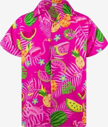 King Kameha Shirt 'Flamingo Melone' in Pink: front