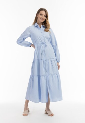 usha WHITE LABEL Shirt dress in Blue: front