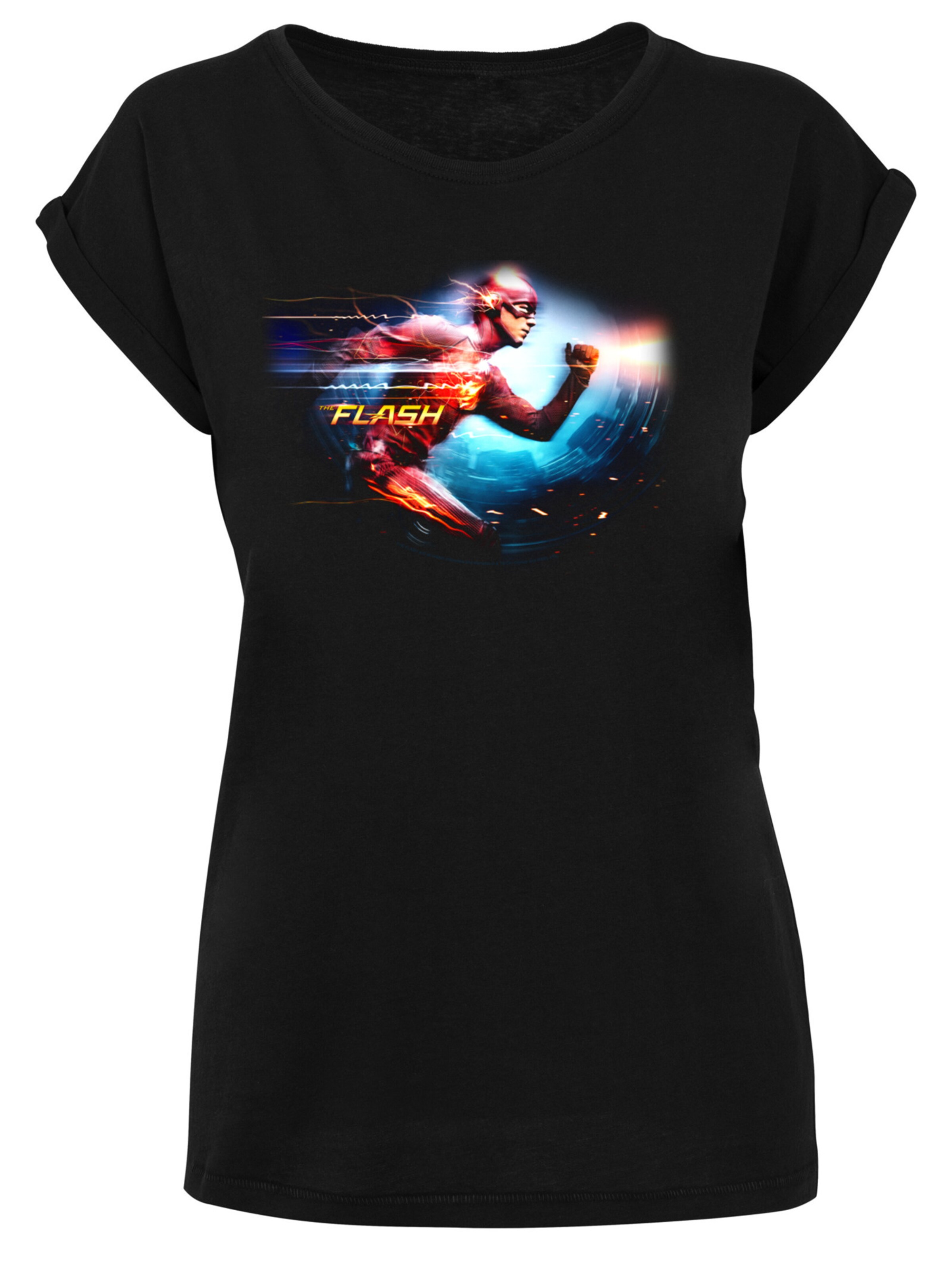 F4NT4STIC Shirt 'DC Comics The Flash Sparks' in Zwart: voorkant