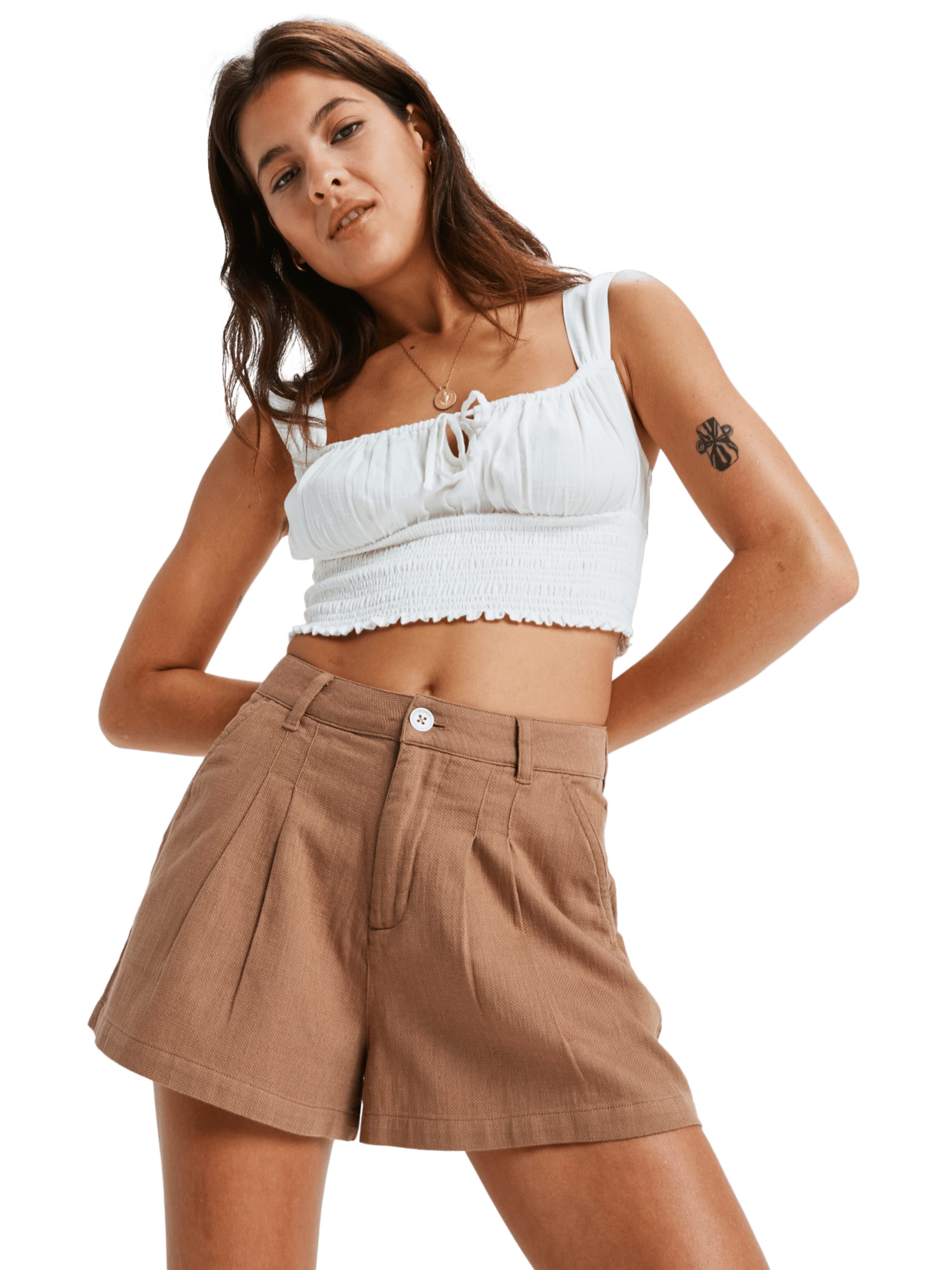 Loosefit Pantalon à pince 'Attractive Light' ROXY en marron : devant