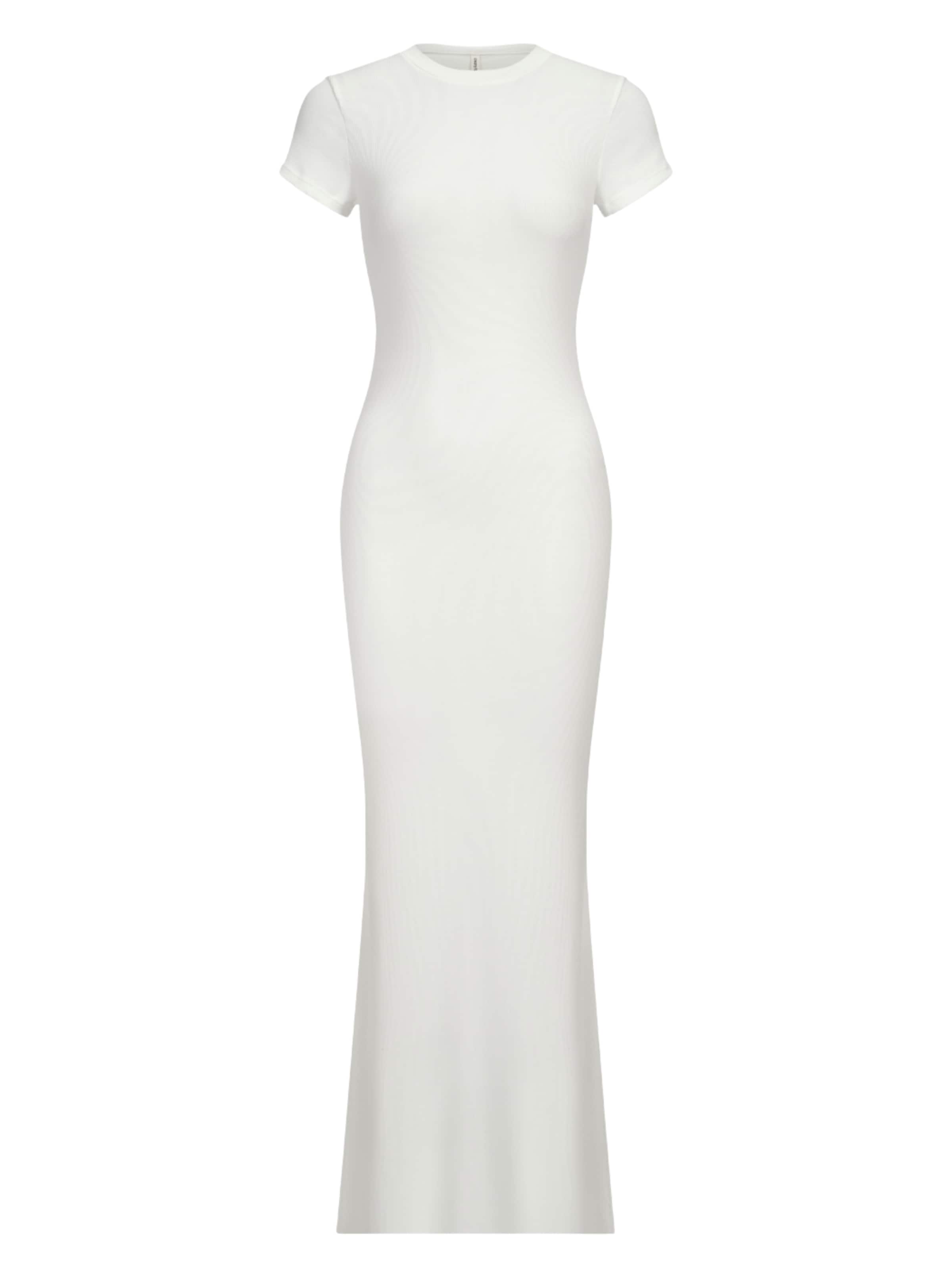 cfab (formerly creamy fabrics) Kleid 'Ribbed T-Shirt Maxikleid'‌‌‌‌‌‌‌ in Weiß: Vorderseite