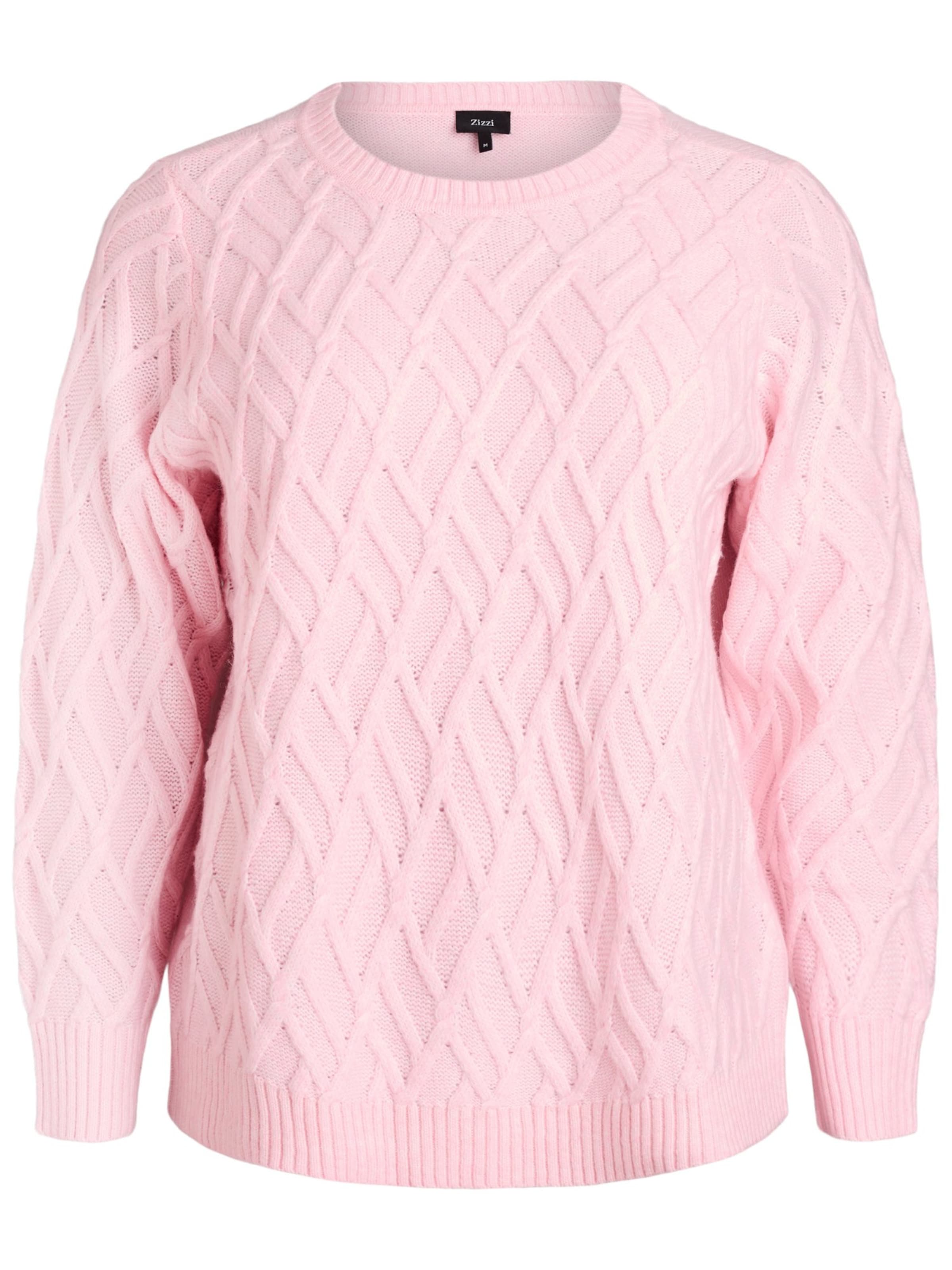 Zizzi Sweatshirt 'MCABLE' in Roze: voorkant